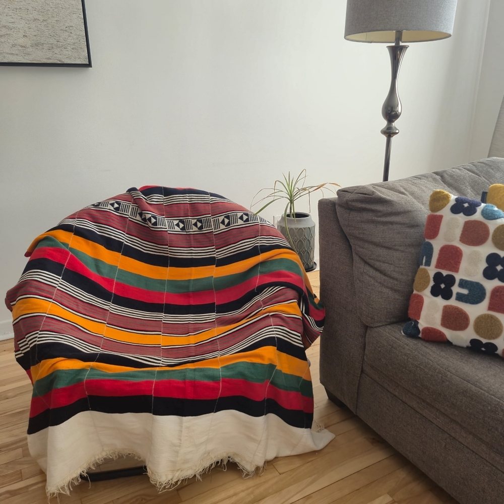 African Fulani Blanket / Khasa, Handwoven Striped wedding, hanging tent blanket,